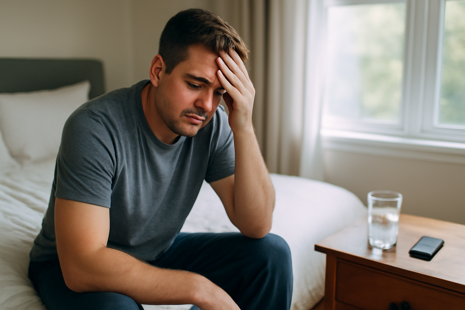 why do i keep waking up with headaches morning headache in bedroom realistic photo