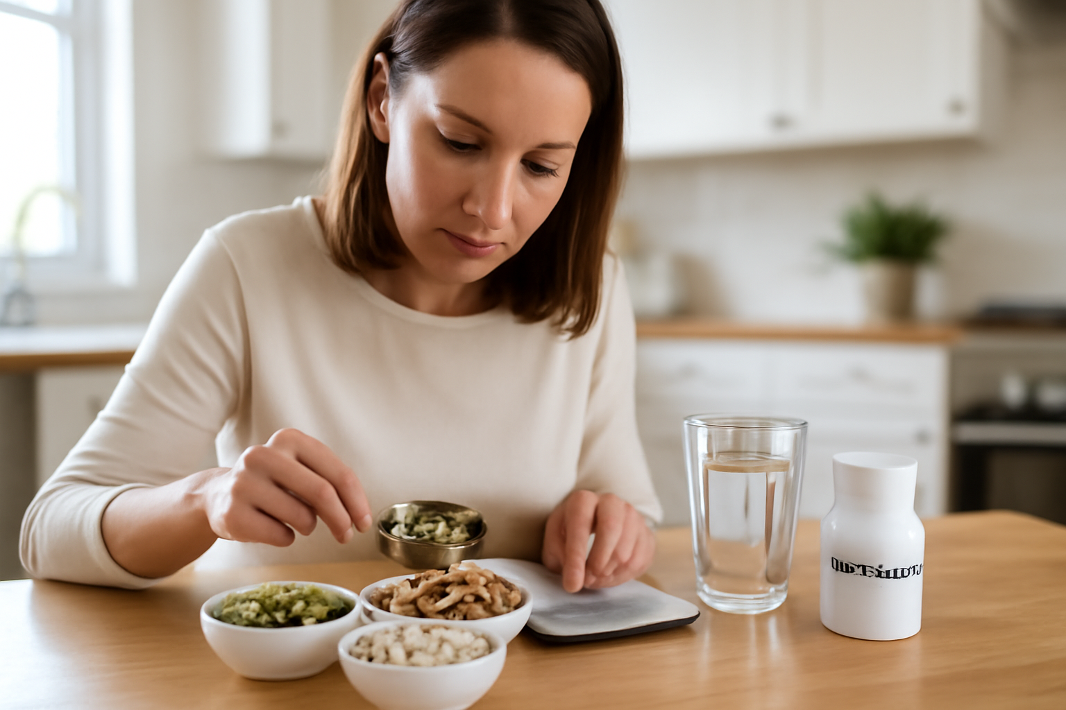 how much magnesium do females need guide with measuring spoon and magnesium-rich foods on a kitchen counter