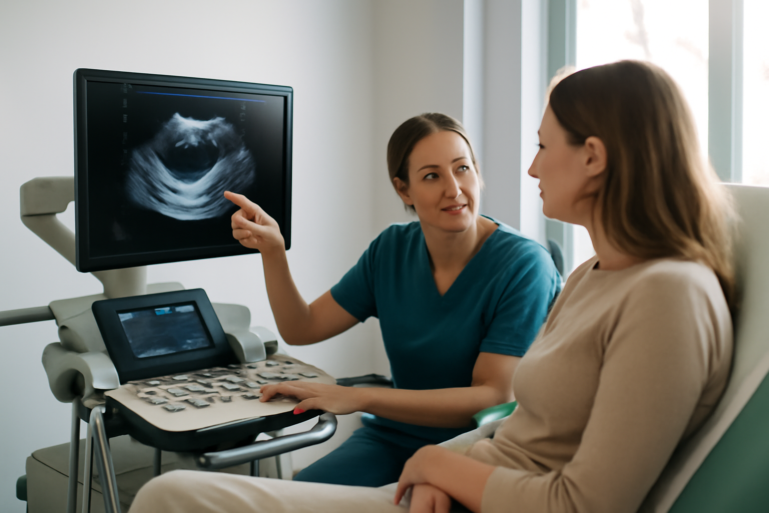 what causes enlarged uterus in women pelvic ultrasound exam realistic photo