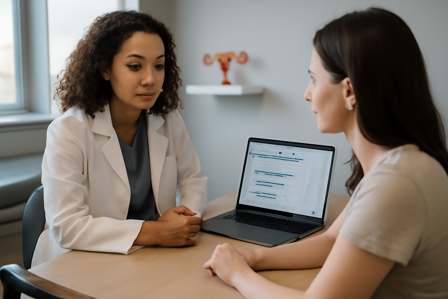what is pcos caused by: clinician reviewing hormone tests with a patient
