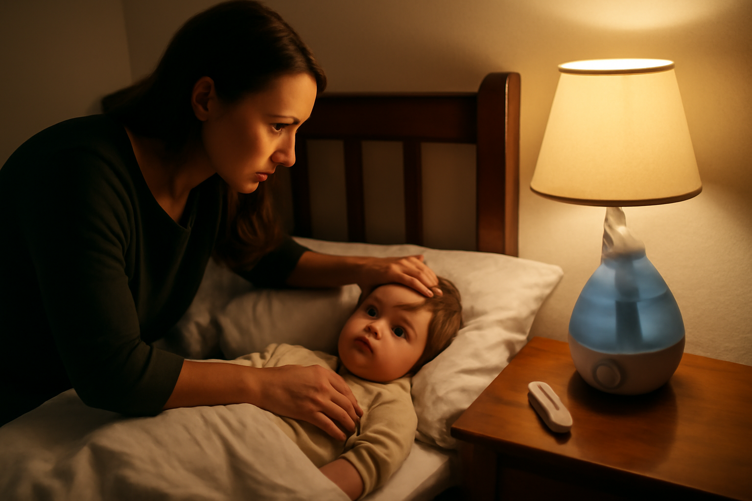 how long does croup cough last timeline with a child resting at night