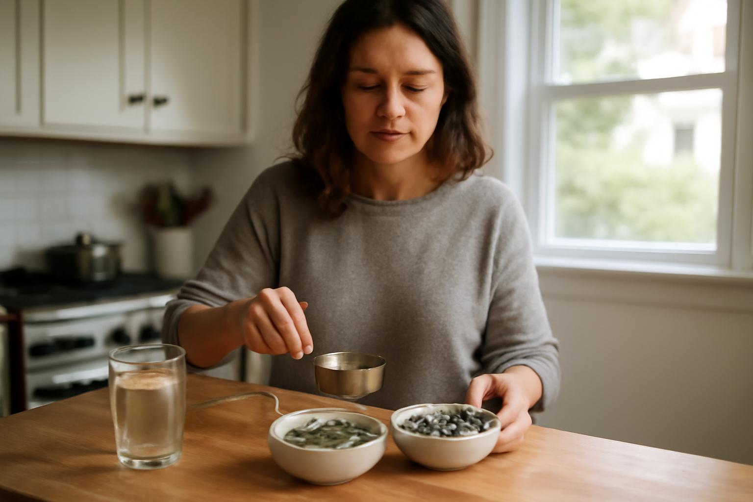 woman measuring magnesium-rich foods for daily intake