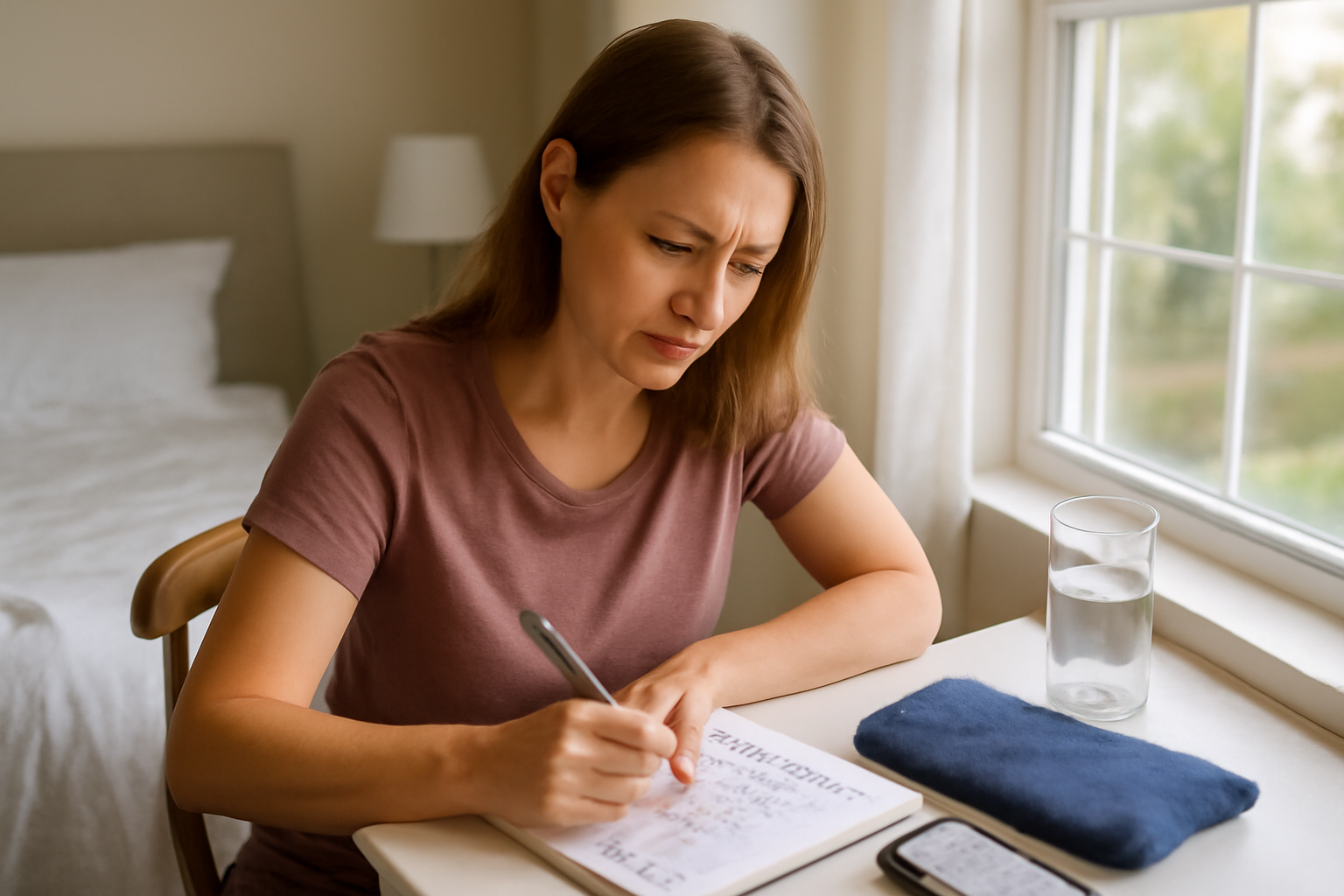what is pms in women symptoms notebook tracking on bedside table