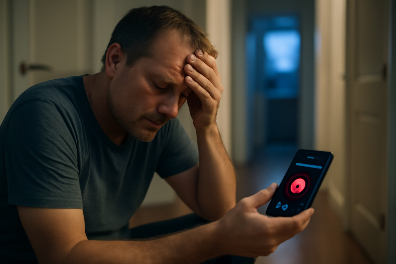 what are cold sweats a sign of—person with clammy hands holding a phone during a health concern