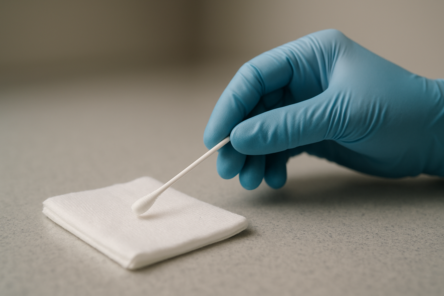 Close-up view of cervical mucus-like texture in a hygienic medical context illustration style, focused on a tissue sample